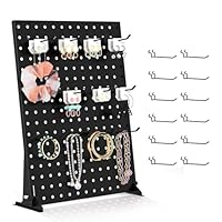 Urban Deco Peg Board Display - Retail Display Rack with Peg Hooks, Stands for Craft Shows & Fairs - Jewelry Retail Display Stand for Accessories - Earring & Pin Stands - 1Set Black(16x12inch)