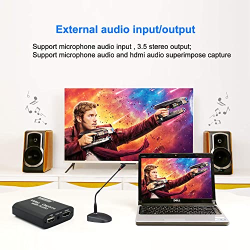Image of SANCY HDMI Video Capture Card with Audio, USB 2.0 1080P 60FPS Game Capture Device, HDMI to USB Video Recorder for Live Streaming, Compatible with PS4, Xbox One, DSLR Camera, Camcorder, Laptop & PC