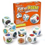 OPTSPTOY Story Dice Set, 9 Colorful Storytelling Cubes for Early Education, 54 Images Iconic Storytelling Game Dice, Language Expression/Imagination, Family Union/Party/Gifts for Kids/Adults (Orange)
