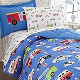 Wildkin 5 Piece Twin Bed-in-A-Bag, 100% Microfiber Bedding Set, Includes Comforter, Flat Sheet, Fitted Sheet, Pillowcase, and Embroidered Sham, Olive Kids Design – Heroes