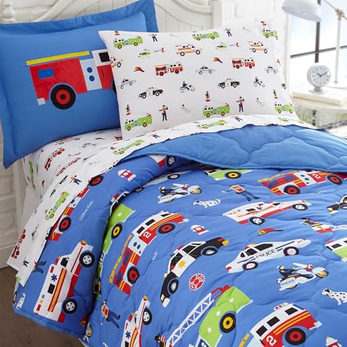 Wildkin Twin Bed in a Bag – 5-Piece Microfiber Bedding Set with Comforter, Pillowcase & Sheets - Heroes