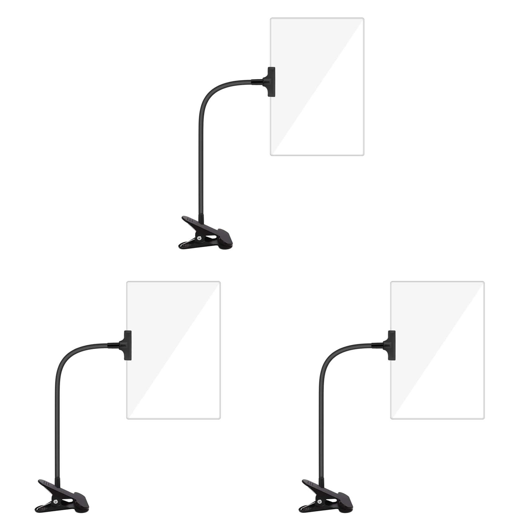 Jnchdghwa 3pcs 5X Magnifying Glass with Clip, 6x3.5 Inch Magnifier with Clamp Adjustable Flexible Gooseneck