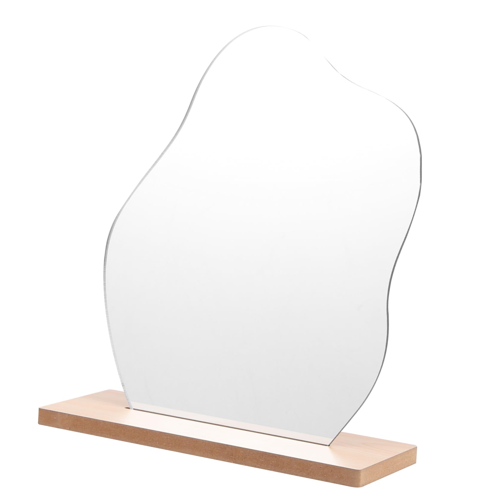 BIUDECO Irregular Aesthetic Tabletop Makeup Mirror with Wooden Stand Durable Lightweight Design for Bedroom Office Dressing Table High Definition Surface for Daily Use