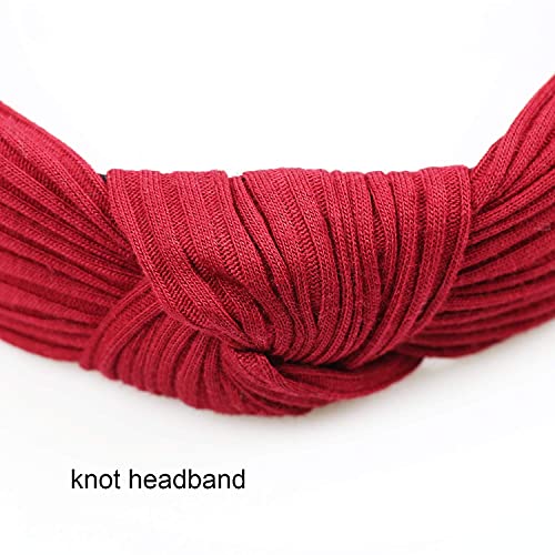 Image of DRESHOW 8 Pack Knotted Headbands for Women Wide Turban Headband Yoga Exercise Ribbing Hair Hoop Hair Bands Accessories
