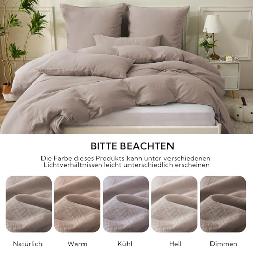 SOULFUL Musselin Bettwäsche 135x200 Baumwolle, ÖKO-TEX, Champagnerrosa – Ansicht 6