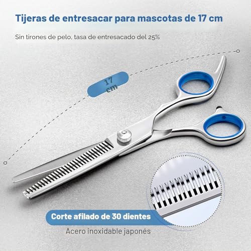 Miniatura 6 de Gimars 4cr Tijeras Peluqueria Canina 6 En 1 Tijeras Para Perros De Acero Inoxidable Con Punta Redonda De Seguridad, Peluqueria Canina Con Revestimiento De Titanio Resistente Para Perros, Gatos