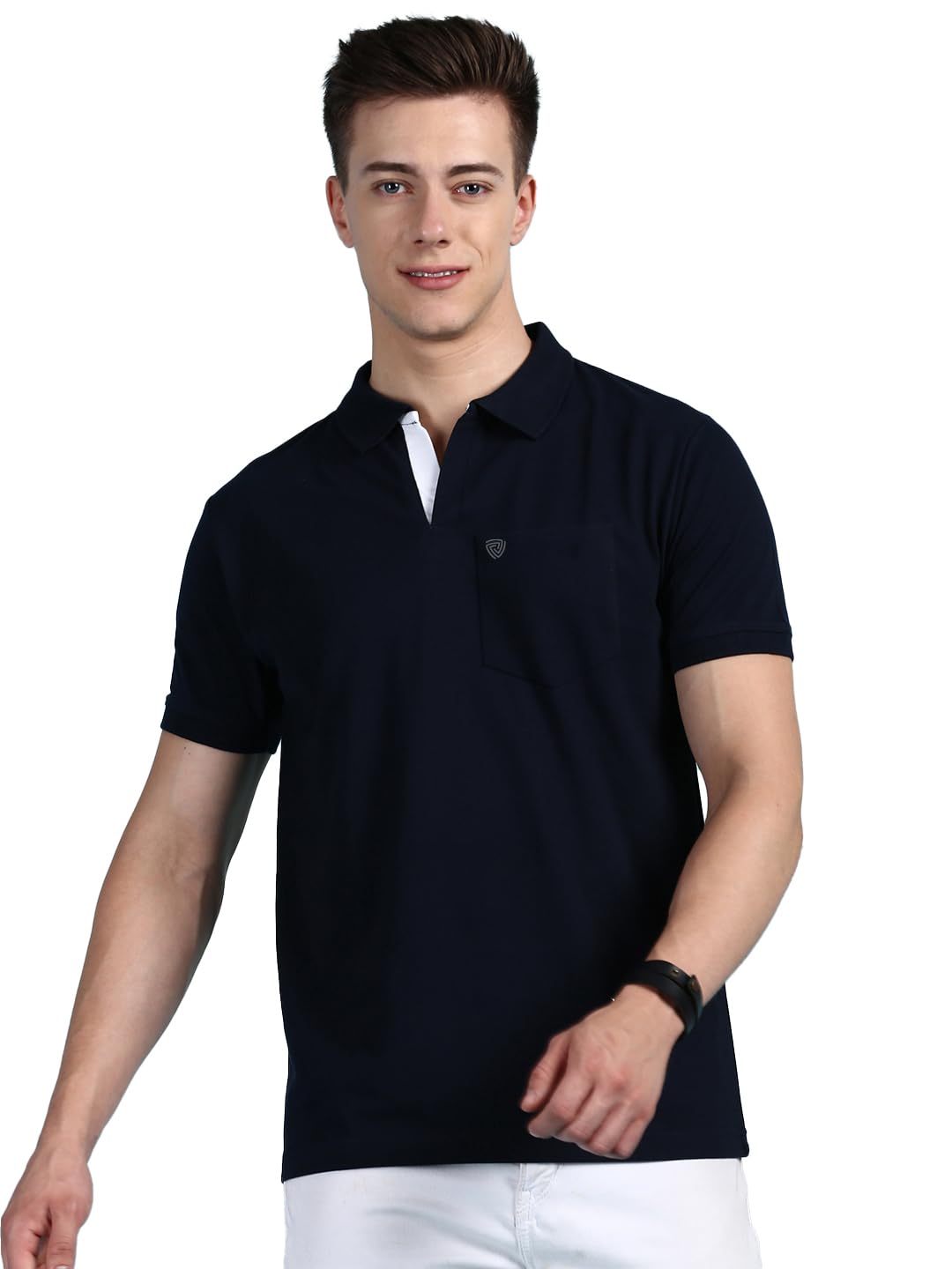 Lux CoziMen's Half Sleeve Soild Casual Regular Fit T-Shirt with Chest Pocket | Polo Tshirt for Men