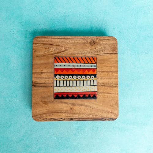 Image of Elegant Kala Acacia Wood Riser with Ceramic and Metal Feet - Handcrafted Home Decor Stand for Shelves and Tables, Beautifully Designed for Superior Aesthetic Appeal
