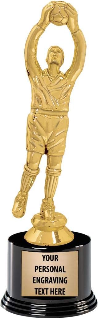 Crown Awards Soccer Trophies with Custom Engraving, 7.25" Personalized Soccer Goalie Male Trophy On Deluxe Round Base Prime