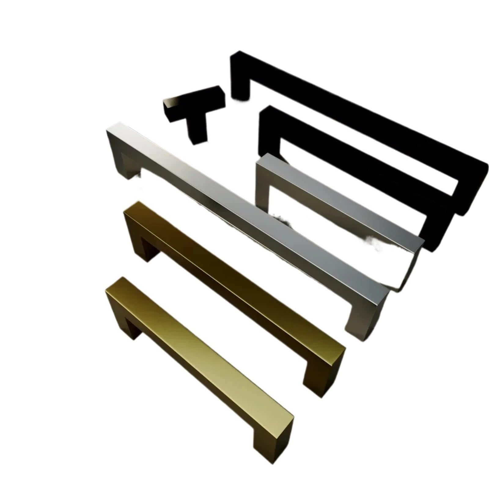 Ryqzhhy 128Mm-140Mm Cabinet Handle Square Stainless Steel Cabinet Handle Black Kitchen Door Knobs Cupboard Wardrobe Drawer Pulls(128Mm-140Mm)