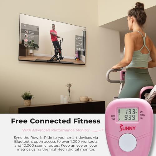 Image of Sunny Health & Fitness Smart Upright Row-N-Ride Trainer w /Adjustable Resistance & 330LB Weight Capacity, Foldable Home Exercise Equipment for Arm, Glute & Leg Training, Free SunnyFit App Connection