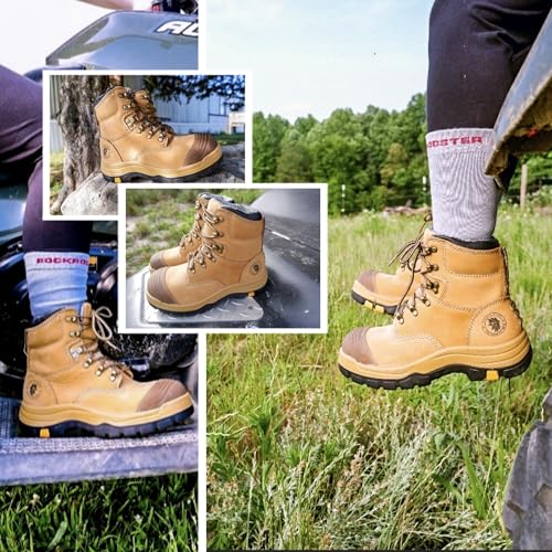 Image of ROCKROOSTER Work Boots for Men,7 inch,Steel Toe,Side Zipper, Oiled Leather Shoes,Static Control,Breathable,Quick Dry(AK232Z-245Z)