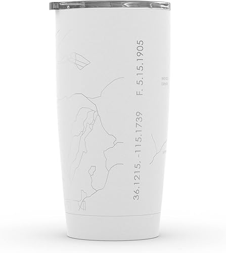 Vista 269 de Well Told Vaso de café aislado con diseño de mapa de Nueva York grabado, taza de acero inoxidable grabada (20 onzas, negro) con aislamiento de mapa