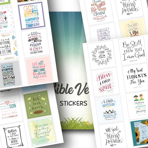 Image of 32 Pcs Bible Verses Quotes Scrapbook Stickers for Journal Laptop Dairy DIY Scrapbooking Page Decoration