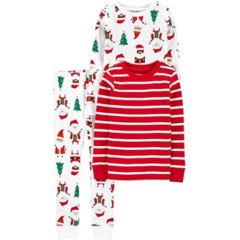Pijama Navideño de Algodón Ajustado de 3 Piezas Unisex Bebés Cover