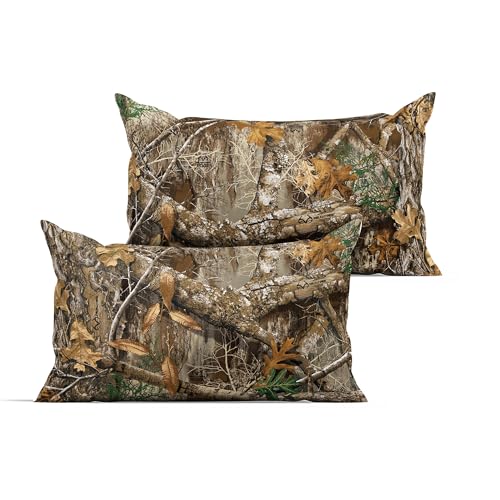 Northwest Realtree Queensize-Bett in Einer Tasche, 1 Steppdecke, 1 Spannbetttuch, 1 Bettlaken, 2 Kissenbezüge, alle Jahreszeiten, Camouflage-Bettwäsche, Realtree Edge
