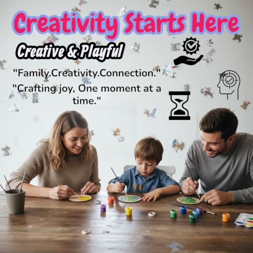 Image of BAGJI TOYS DIY Coaster Painting Kit for Kids & Adults - 6 Pre-Marked Wooden Tea Coasters with Stand, 12 Non-Toxic Water Base Colours & 1 Brush - Mandala Art & Craft DIY Set - Beginner Friendly Painting Craft Kit, Birthday & Gift Activity (MNDB1)
