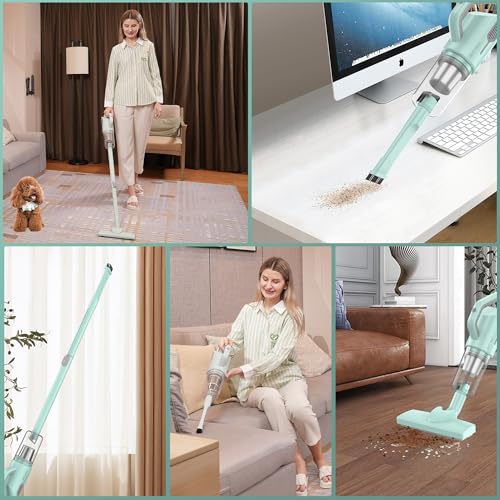 Cordless Vacuum Cleaner, Stick Hand Held Small Lightweight Electric Broom 3-in-1 for Car Home Apartment Wood Floors Carpet Pet Hair Litter Dust Clean, 10KPa Strong Suction, Weight Only 3.5Ib