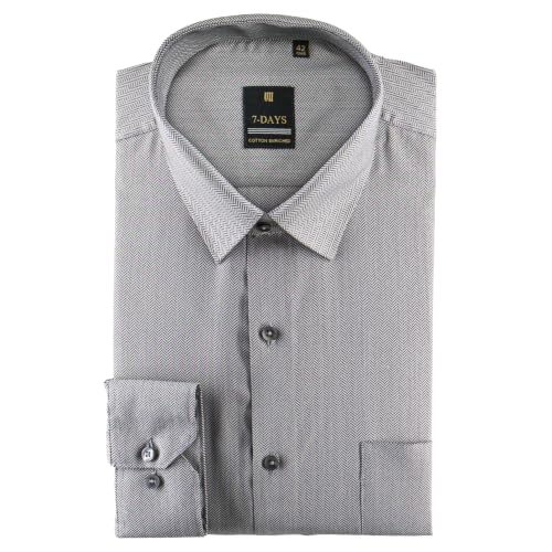 Image of 7-DAYS Premium Men's Formal Shirts - Cotton Rich, Textured Self-Design, Full Sleeve, Regular Fit, Wrinkle Resistant, with Pocket - Perfect for Office