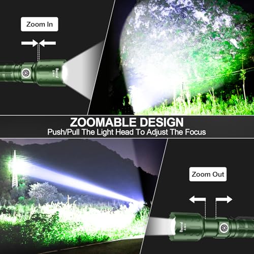 Image of Banral Flashlights High Lumens Rechargeable, Super Bright Long Range Small Powerful Flashlight, 6 Modes LED Tactical Pocket Waterproof Flash Light for Home Emergency (1, Green)