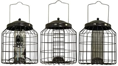 Deluxe Heavy Duty Squirrel Proof Hanging Wild Bird Feeders (Pack of 3) for Nut, Seed & Fat Ball