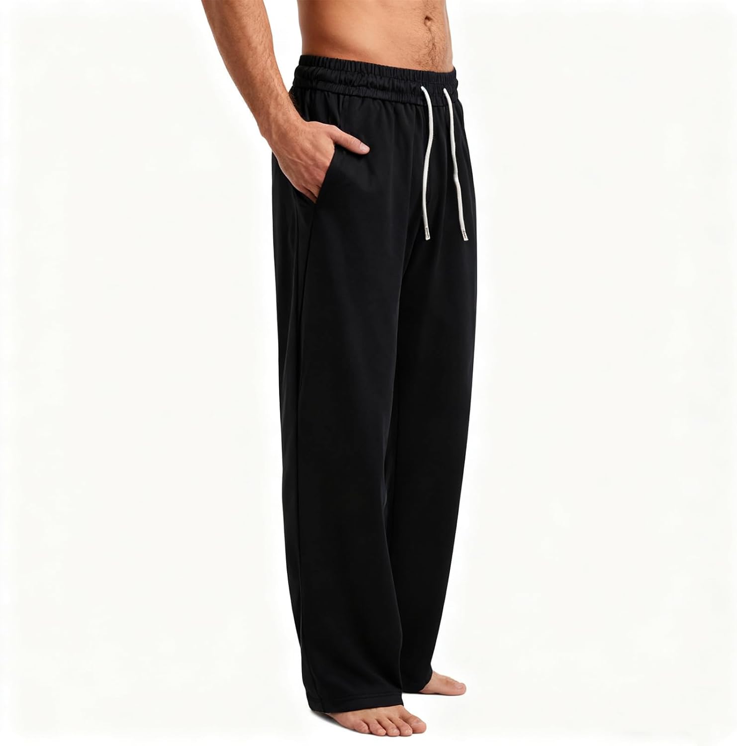 Men's Loose Fit Hiking Pants Breathable Quick Dry Baggy Sweatpants Open Bottom Sweatpants Straight Wide Leg (S-4XL) - Image 2