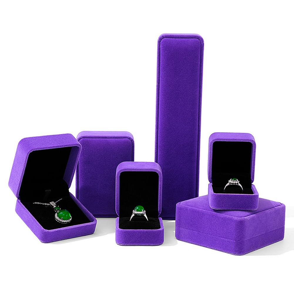 MOTTK Velvet Necklace Pendant Gift Box Jewelry Boxes,Bracelet Ring Stud Earrings Storage Box Jewellery Case for Wedding Proposal Engagement Birthday (Purple,Bracelet Box)