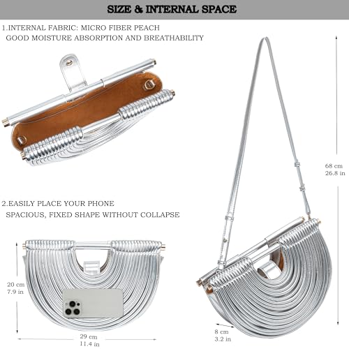 Image of Trendy Woven Evening Clutch Purse Half Round Designer Shoulder /Crossbody Bag Top-Handle Satchel Handbags