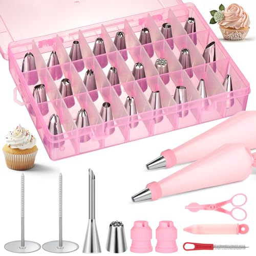Cozary Beccucci Sac a Poche Professionali 34 Pcs,25 Beccucci In Acciaio Inossidabile E 2 Sac À Poche Riutilizzabili, Set Per Decorare Torte, Kit Di Utensili Per Pasticceria E Panificazione