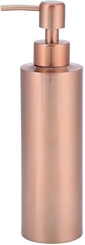Dispensador de acero inoxidable para cocina, baño, encimera, bomba de mano, botella dispensadora de loción líquida (11.8 fl oz), oro rosa