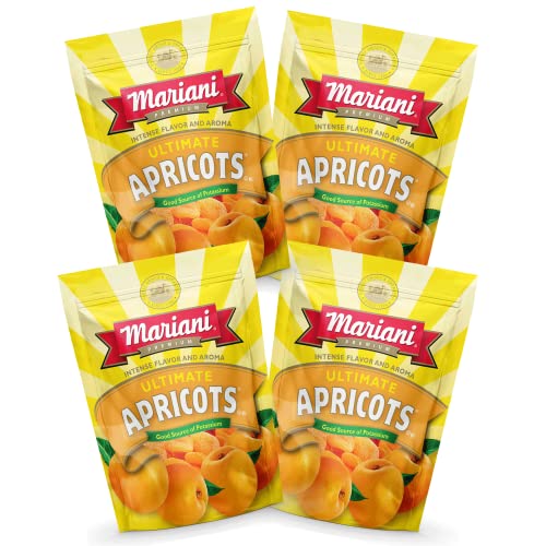 Mariani Ultimate Dried Apricots - No Sugar Added, Gluten Free, Vegan, Fat Free, Non-GMO - Healthy Snacks for Kids & Adults, 6oz Bag (Pack of 4)
