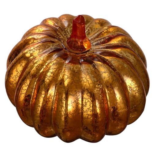 Lampe citrouille d'Halloween en verre orange compacte et nomade sans pile pour déco KTV