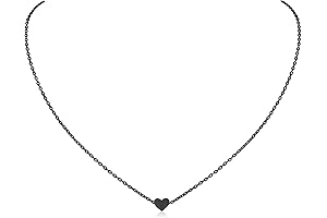 Stunning Personalized 925 Sterling Silver Dainty Heart Necklace in Black, Perfect for...