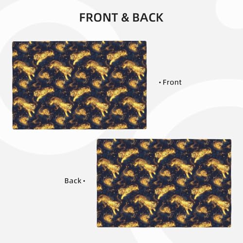 Sets de table double résistant à la chaleur et lavables motif tigre doré chic