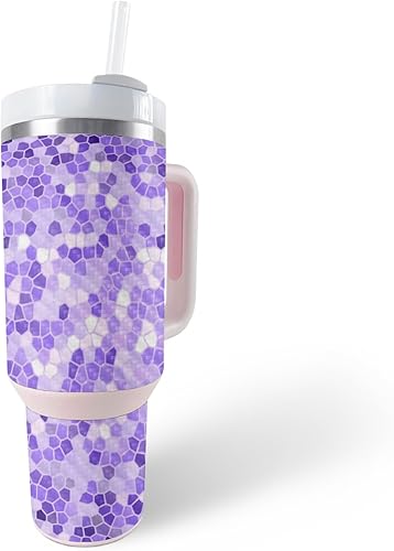 MightySkins - Skin de fibra de carbono compatible con Stanley The Quencher H2.0 FlowState vaso de 40 onzas, vitral, acabado de fibra de carbono