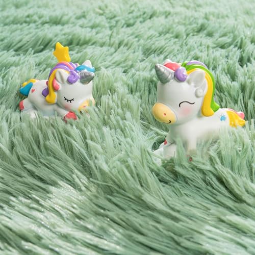 Sage Green 6FT Round Fluffy Area Rug - Super Soft Microfiber Shaggy Carpet for Kids Room, Nursery, Bedroom