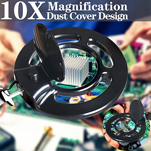 10X Magnifying Glass With Light, Kirkas 2,200 Lumens Led Magnifying Lamp With Clamp, Stepless Dimmable Real Glass Lens Magnifier, Adjustable Arm Workbench Light For Close Work Hobby Repair - Black #TOP1