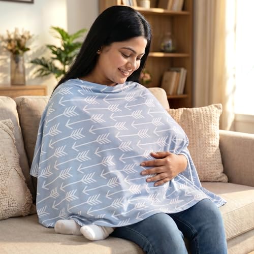 Image of a baby cherry-Nursing Cover, Nursing Covers for Feeding Mom, Feeding Cover Breastfeeding Mother, Feeding Cover for Mom, Multi-Use, Breathable, 360 Full Privacy (Grey),1 Count