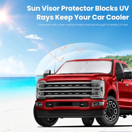 Sunshade for Ford F350 Windshield Sun Shade for Ford Super Duty F250 F450 F550 2017 2018-2024 2025 F-450 F-550 2Door 4Door Pickup Truck Accessories Front Window Shield Windshield Cover UV Sun Visor