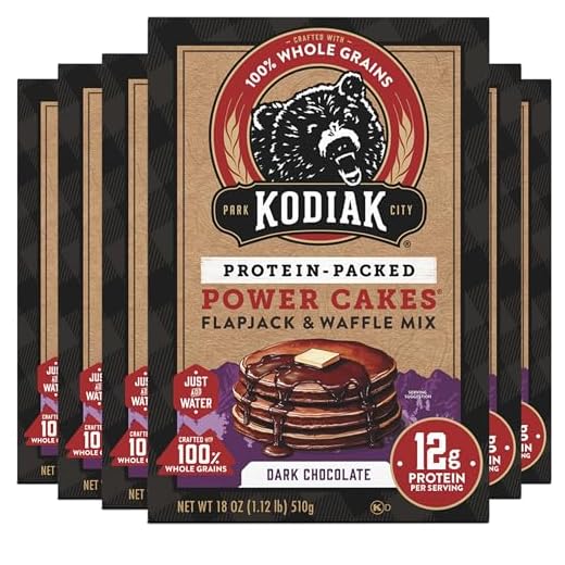 Kodiak Cakes Protein Pancake Power Cakes, Flapjack and Waffle Baking Mix, Dark Chocolate, 18 Ounce (Pack of 6)