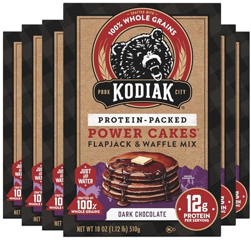 Kodiak Cakes Protein Pancake Power Cakes, Flapjack and Waffle Baking Mix, Dark Chocolate, 18 Ounce (Pack of 6)