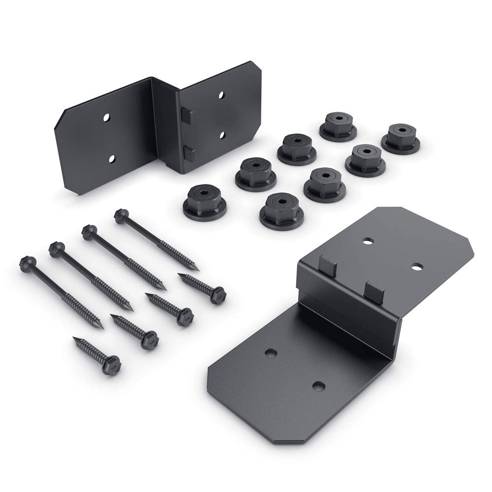 Ozco 56607 Laredo Sunset 4x4 Post Base Kit, 51775 Ironwood 4-Inch Post to Beam Connectors, Black Powder Coated Steel, Decorative Hardware