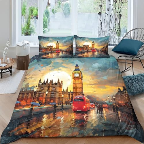 Housse de couette microfibre Londres 3D sans repassage avec zip invisible