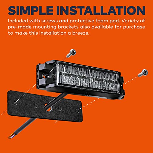 Image of LAMPHUS NanoFlare 4 inch 4W Amber LED Surface Mount Police Grill Strobe Warning Lights [SAE Class 1] Orange 12V Rectangle Grille Flashing Emergency Fire Light Head for Service Tow Work Truck Car