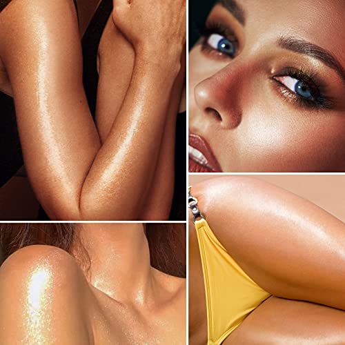 PHOERA High Gloss Waterproof Body Luminizer Glitter Face Shimmer Moisturizer Lotion Tan Cream Foundation Makeup Bronzer AQUAPURITY - 101 Rose Gold - Image 6