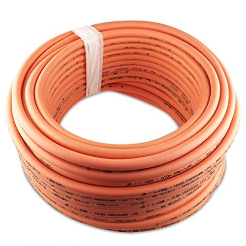 Manguera de gas,Manguera de gas premium con 2 clips de manguera,Manguera de 4 m para propano y butano,Estampado con fecha de fabricación, camping, barbacoa. Set de MYPURECORE Cover