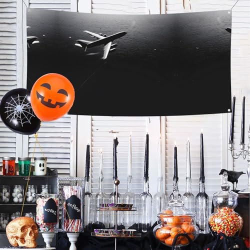MINDBBDFJ Plane Flying Over The Sea Print Banners And Signs For Outdoor/Indoor,Personalized Banner Customizable Parties Halloween Banner (180x90cm)2