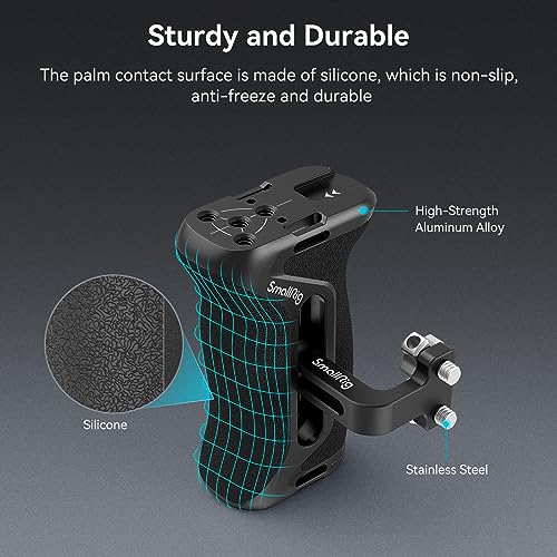 Image of SmallRig Aluminum Side Handle for Camera Cages, Universal Ergonomic Side Handgrip with Bulit-in 1 /4 inch-20 Locating Hole, Strap Hole, Cold Shoe, 36mm Up /Down Adjustable