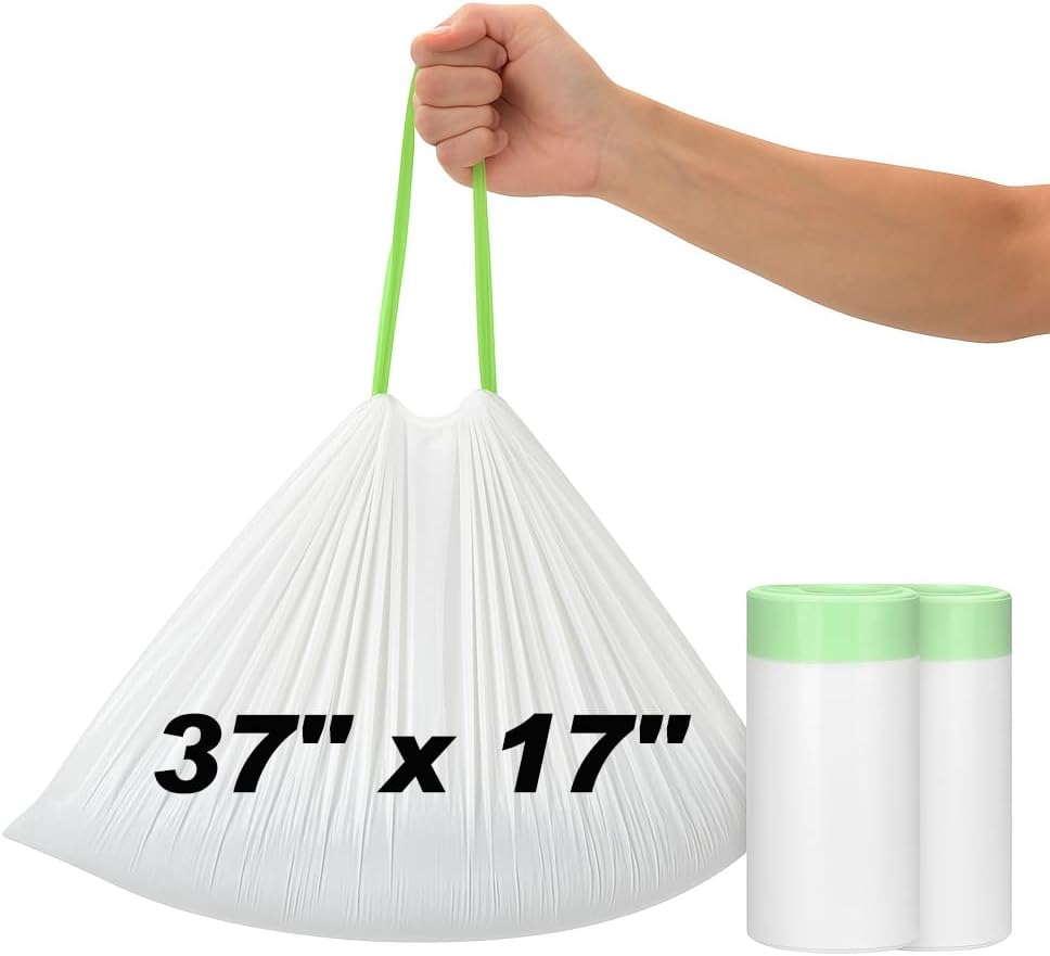 Thickened Extra Large Cat Litter Box Liners 37" x 17", 20 Count Kitty Waste Bags with Drawstring – Heavy Duty Tear-Resistant Waterproof Pre-Separated Cat Litter Pan Liners for Easy Cleanup