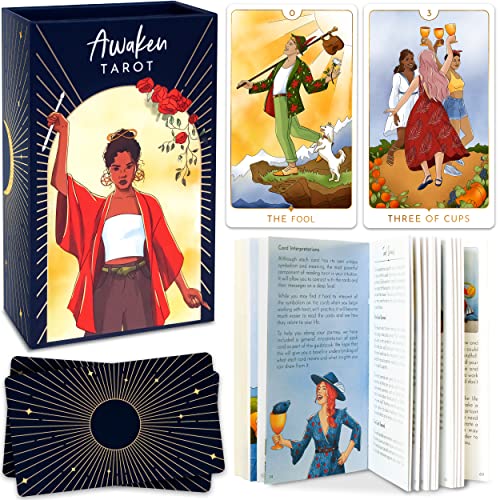 Awaken Tarot Cards With Guide Book - Modern Tarot Deck Inspired By The Rider Waite Tarot Deck - Tarot Cards For Beginners And Professionals, Beginner Tarot Decks With Guidebook, Tarot Cards Deck #TOP20